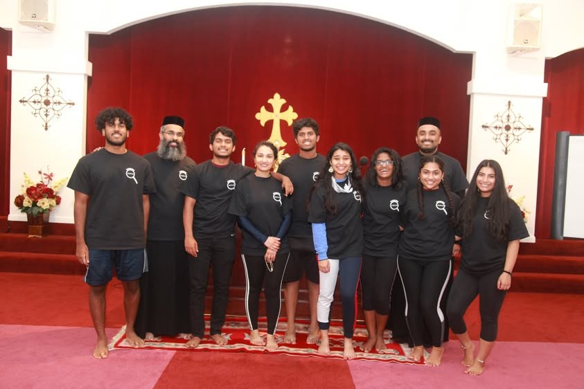 Parish young people gathered with clergy at OVBS in 2019